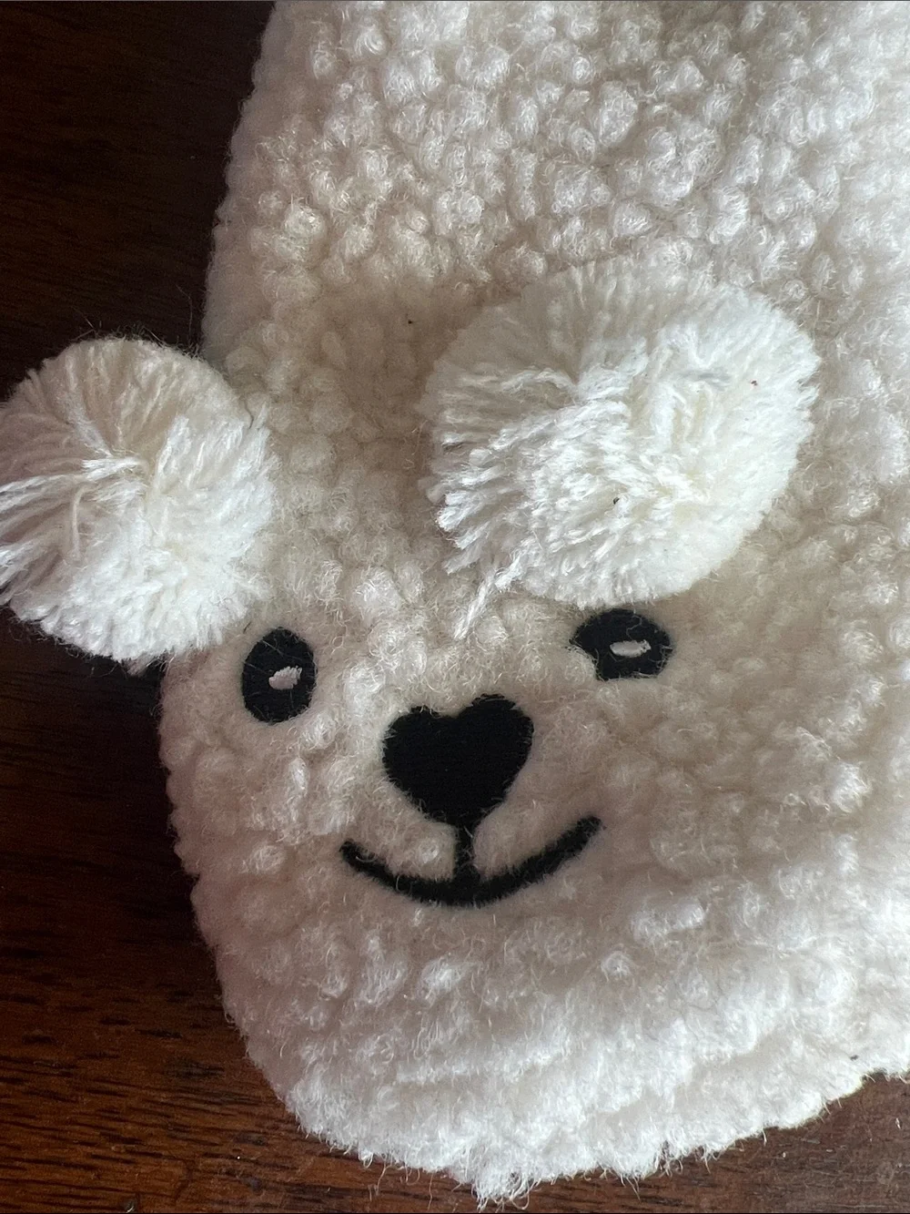 Plush Cream Bear Mittens for Kids - Soft Winter Handwear